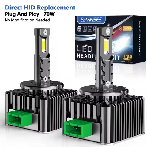 BEVINSEE D3S D1S LED Canbus D1R D2S D2R D3R D5S Headlight Bulb 70W 7000LM Super Bright Xenon HID Rep