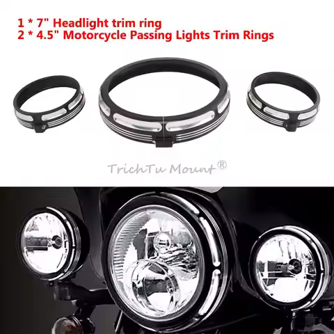 Motorcycle Accessories Black 7" Headlight Decorative Cover Trim Ring For Harley Davidson Electra Gli