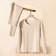 Womens Thermal Underwear Winter Long Sleeve Bottoming Top Seamless Thick Double Layer Thermal Underw