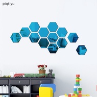 Piqt 12Pcs Hexagonal Frame Stereoscopic Mirror Wall Sticker Decoration EN