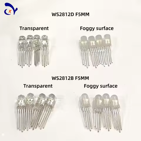 WS2812D/WS2812B Lamp Beads Direct Insert F5MM RGB Phantom Integrated IC Light Emitting Diode Round H