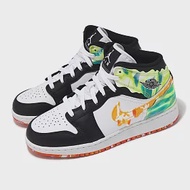 Nike 休閒鞋 Air Jordan 1 Mid SE GS 大童 女鞋 黑 橘 Drip AJ1 皮革 DJ6563-038