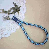 ~米+熊~ 復古 編織鑰匙圈 蠟線編織鑰匙圈 (藍色)