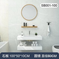 ‍🚢Nordic Double Layer Artificial Stone Bathroom Cabinet Set round and Square Smart Mirror Slate Table Lower Cabinet Bath