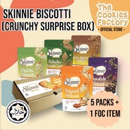 SKINNIE Biscotti: Crunchy Surprise Variety Box (100G/Pack x 5 Flavours) + 1x FREE Assorted Cookie