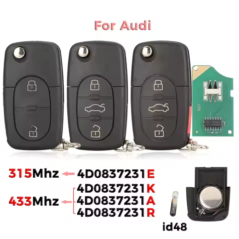 jingyuqin 315MHz/433Mhz 4D0 837 231 E/ K/ A/ R For Audi A3 A4 A6 A8 TT RS4 Quattro Old Models id48 C