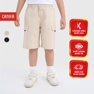 CANIFA boys' wide-leg khaki shorts with box pockets 2BS25S011