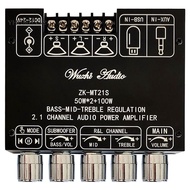 ZK-MT21S 2x50W+100W 2.1 Channel Subwoofer Digital Power Amplifier Board AUX 12V 24V Audio Stereo Bluetooth 5.1 Bass