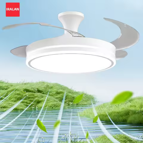 IRALAN Hidden Blades Ceiling Fan Lamp, 6 Speed Forward Reverse Wind, 3 Tone Dimmable Pendant Fan Lig
