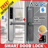 Aegloc A60 Smart Grill Door Lock + SMART DIGITAL DOOR LOCK SDL-E6068/E6871 work with TTlock App (Fin