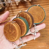 Mini Measuring Tape Top Layer Cowhide Crazy Horse Leather New Vintage Handmade Tape Measure Pendant 