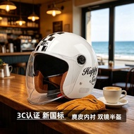 3C Certified Electric Vehicle Helmet Three-Quarter Helmet Retro Half Helmet 3C Certified 3/4 Helmet 