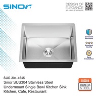 SINOR SUS-304-4545 SUS304 STAINLESS STEEL UNDERMOUNT SINGLE BOWL KITCHEN SINK