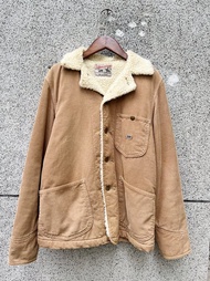 Lee / beams 卡其色內裡全鋪毛燈芯絨三口袋厚磅工作版型翻領外套
