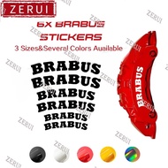 ZR For 6x BRABUS Car Brake Caliper Sticker Decals Waterproof And High Temperature Resistant For Merc