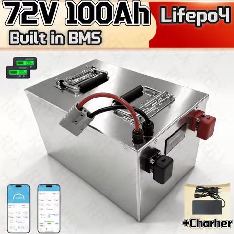 72V 100Ah LiFepo4 Battery 7kw 15kw 7200Wh pack with strong BT BMS for electric car low speed car + 8