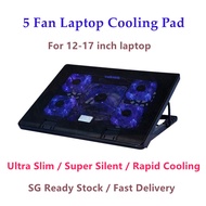 NUOXI 12-17 inch Quiet Laptop Cooling Pad S500 USB Notebook Laptop Cooler Portable USB Air-cooled Fan With 5 Cooling Fans blue Light Stand