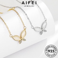AIFEI JEWELRY Rantai 925 Butterfly Women Sterling Chain Gold Beautiful 純銀項鏈 Pendant Accessories Perak Korean For Leher Original Necklace Silver Perempuan N117