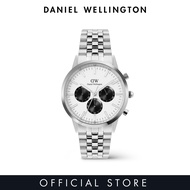 Daniel Wellington Iconic Chronograph 42mm Arch 5-Link Off-White Panda Silver Men Watch stainless ste