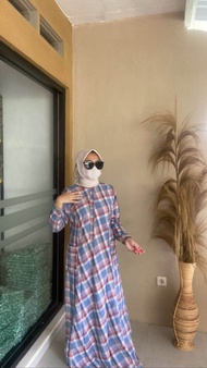 gamis kotak katun triset//brand mall inji terbaru gamis kota kotak gamis wanita