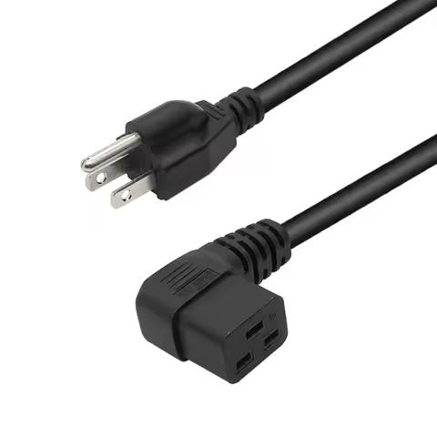 US Power Cord 1.8m Plug IEC C19 turn left Power Supply Cable for Projector PC Monitor Printer Samsun