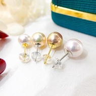 DIY珍珠小配件 S925純銀耳釘空托 金色銀色銀飾耳針 配3-15mm圓扁