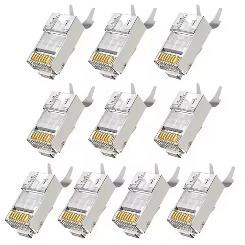 10/50/100pcs RJ45 Connector Cat6a Cat7 RJ45 Plug Shielded FTP 8P8C Network Crimp Connector