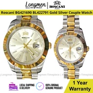 [Klang Longmen] Roscani Paris BG421690 BL422791 Anti Reflective Sapphire Crsytal Gold Silver Couple Watch Jam Couple 情侣表