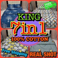 Cadar &Selimut KING Cotton Fitted Bedsheet&Comforter Set 7in1 / Cadar&Selimut Set 7in1 / 床单&被单套装 7in