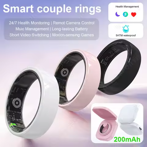 Smart Couple Ring Bluetooth Connection Multiple Sports Modes Pedometer Fitness Rings Heart Rate Slee