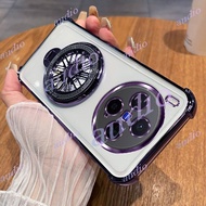 Vivo X300 Pro 5G Four Corner Plating Transparent Phone Case With Windmill Bracket For vivo X300 Pro 