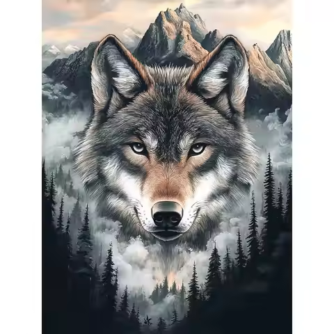 EverShine Diamond Embroidery Wolf Animal Full Square Round Drill Mosaic Mountain DIY 5D Diamond Pain