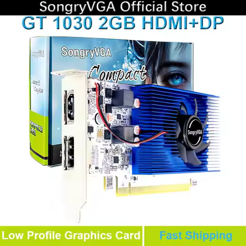SongryVGA GT 1030 Low Profile Graphics Card,2/4GB GDDR4 64bit PCIe 3.0 HDMI DisplayPort Outputs GPU