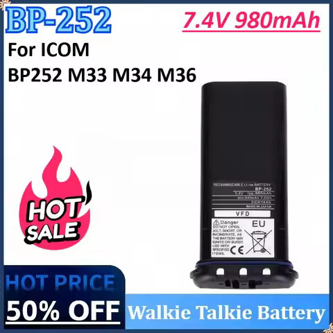 New BP-252 7.4V 980mAh Walkie Talkie Battery for ICOM BP252 M33 M34 M36 Replace BP241 Radio Battery 