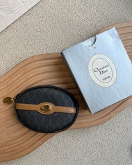 中古Christian Dior深灰色蜂巢零錢包