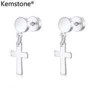 Kemstone Fashion Stainless Steel Cross Pendant Dumbbell Drop Earrings for Men's Earrings