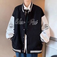 美式字母棒球外套 潮牌情侶夾克 百搭休閒男裝外套- T163黑色美式夾克外套【薄款】 S【80-95斤】