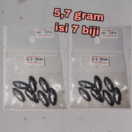 Melinjo/ Oval Fishing Lead 5.7 grams (7 pieces)