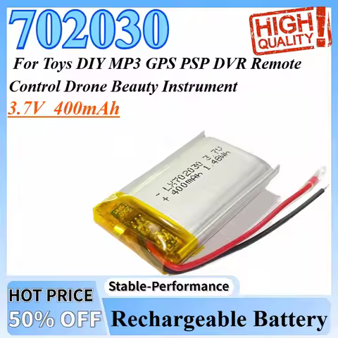 3.7V 400mAh 702030 Lithium Polymer Rechargeable Battery For Toys DIY MP3 GPS PSP DVR Remote Control 