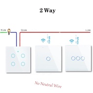 2Way switch (no need neutral wire) wall light touch switch 4 gang 2 way control wall light touch scr