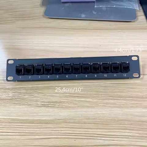 12-Port CAT5e Shielded Patch Panel RJ45 10G Ready Metal Housing Color-Coded Labeling for T568A and T