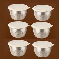 6pcs 304 Stainless Steel Sauce Bowls with Silicone Lid Salad Dressing Tomato Sauce Hot Pot BBQ Dippi