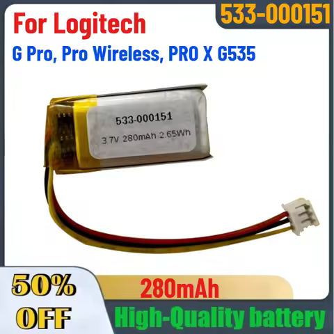 High-Quality 533-000151 280mAh Replacement Mouse Battery For Logitech G Pro, Pro Wireless, PRO X G53