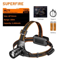 SUPERFIRE  Sensor Headlamp HL25 15W Super Bright Type-c Rechargeable White+Red Light  Working up to 