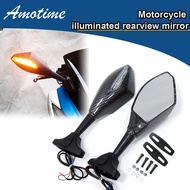 Motorcycle Double LED Turn Lights Side Mirrors Turn Signal Indicator Rearview Mirror For Honda Yamaha Suzuki Ducati