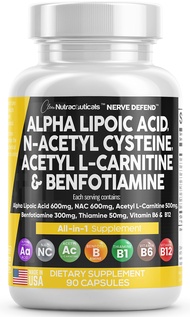 Alpha Lipoic Acid 600mg N-Acetyl Cysteine 600mg Acetyl L-Carnitine 500mg Benfotiamine 300mg - Nerve 