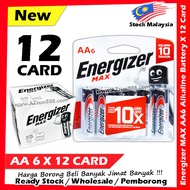 【12-CARD】Energizer Max AA Alkaline Battery 6pcX12card #Energizer #MAX #Alkaline #Battery #6pcX12card