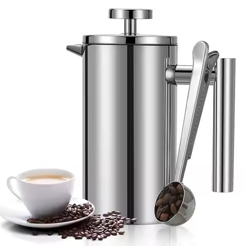 350ml/600ml Coffee Maker Pot French Press Coffee Maker Stainless Steel Double Walled Insulated Coffe