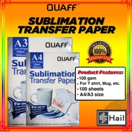 QUAFF SUBLIMATION PAPER 100GSM A4/100PCS A3/50PCS