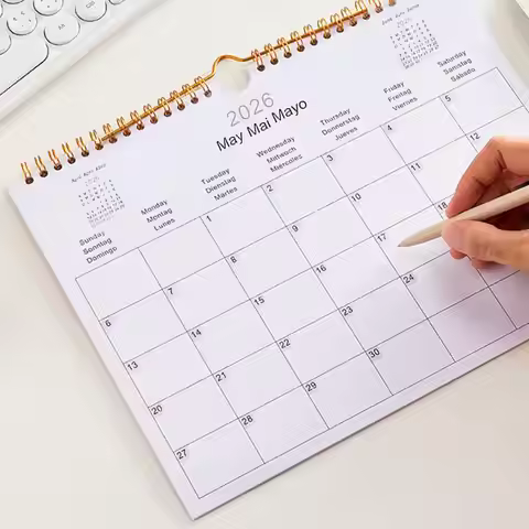 Multilingual 2025/2026 Wall Calendar English German Spanish 2026 Coil Calendar Notebook Coil Planner